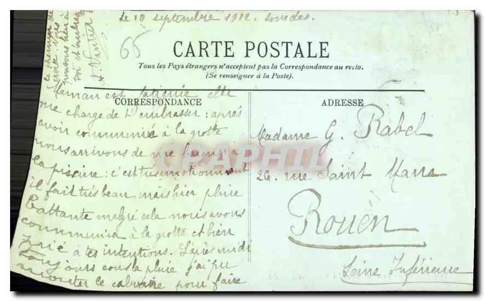 Lourdes — Das Schloss und die Berge — LL. — Nr. 180 - Rückseite