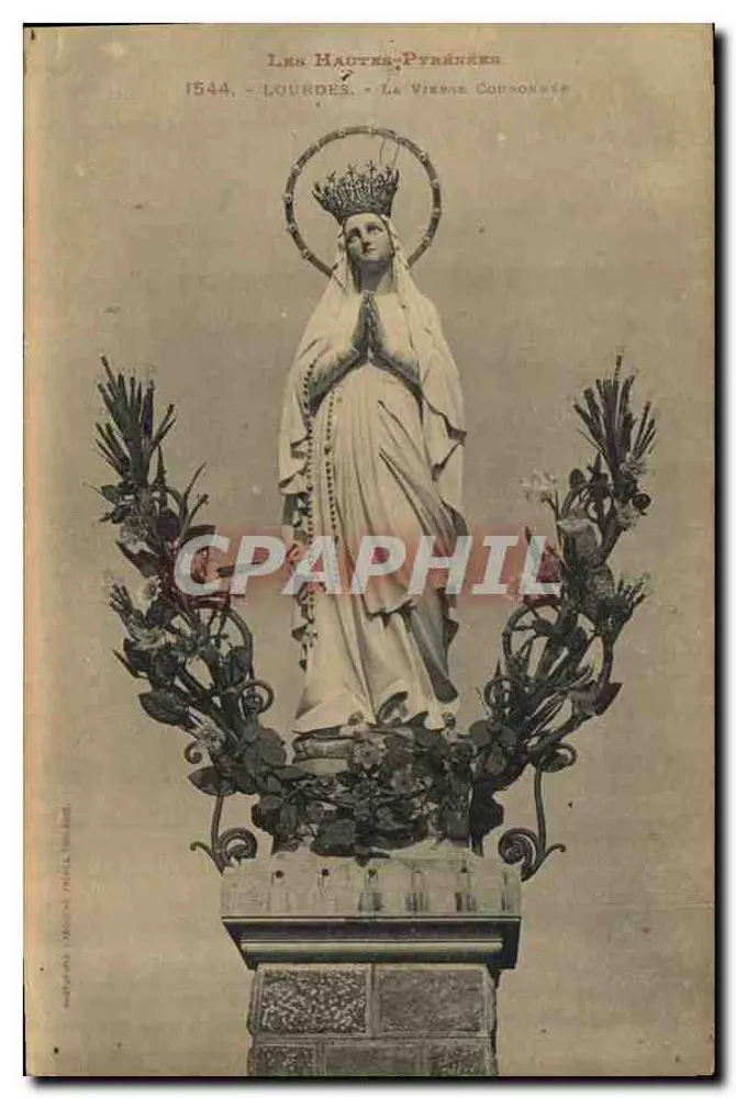 La Vergine Coronata a Lourdes — Les Hautes-Pyrénées — edita da L. F. a Lourdes - Recto