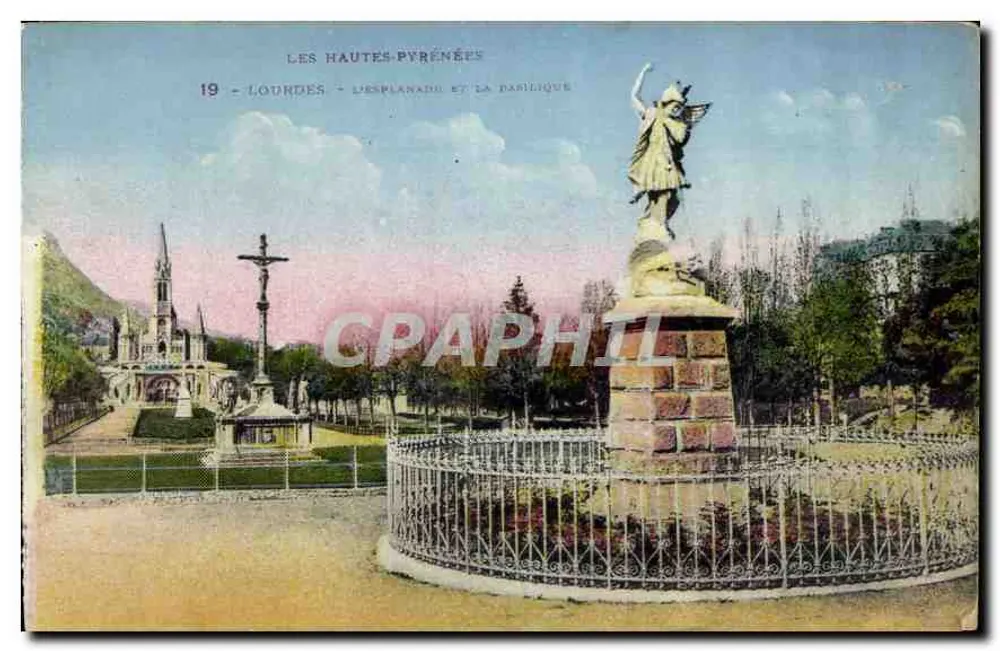 Lourdes — A Esplanada e a Basílica — Photochromie Labomir Frères, Toulouse, n°19 - Frente