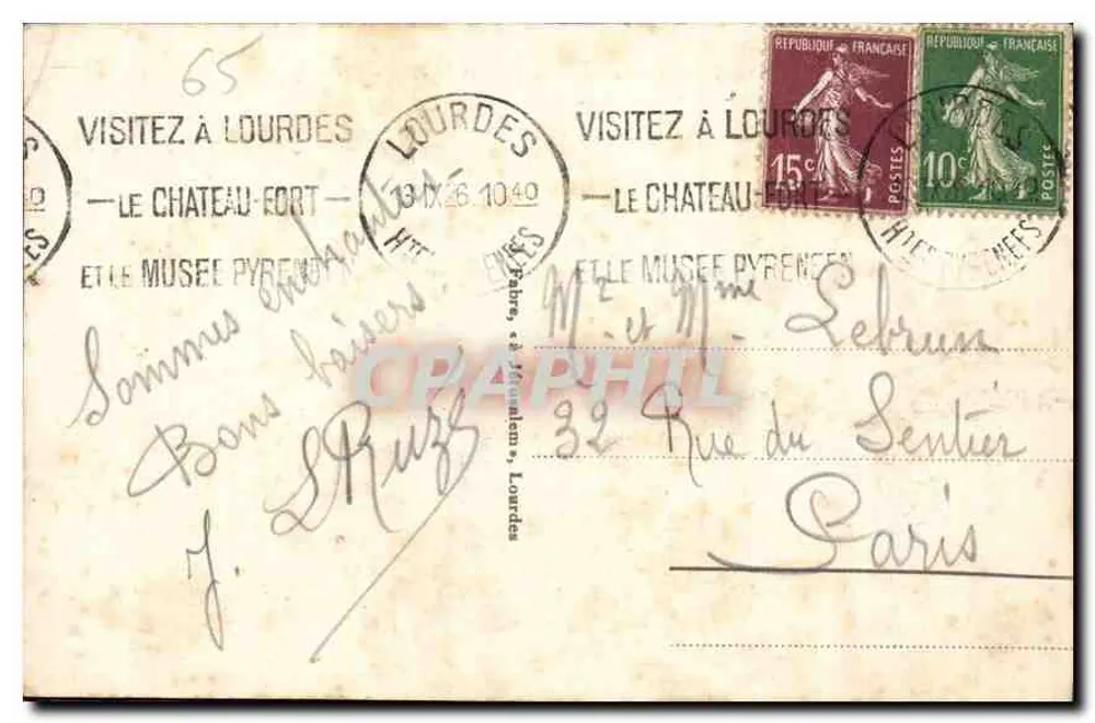 Lourdes - Das befestigte Schloss und der Pic du Jer — unbekannter Verlag, n° 92 - Rückseite