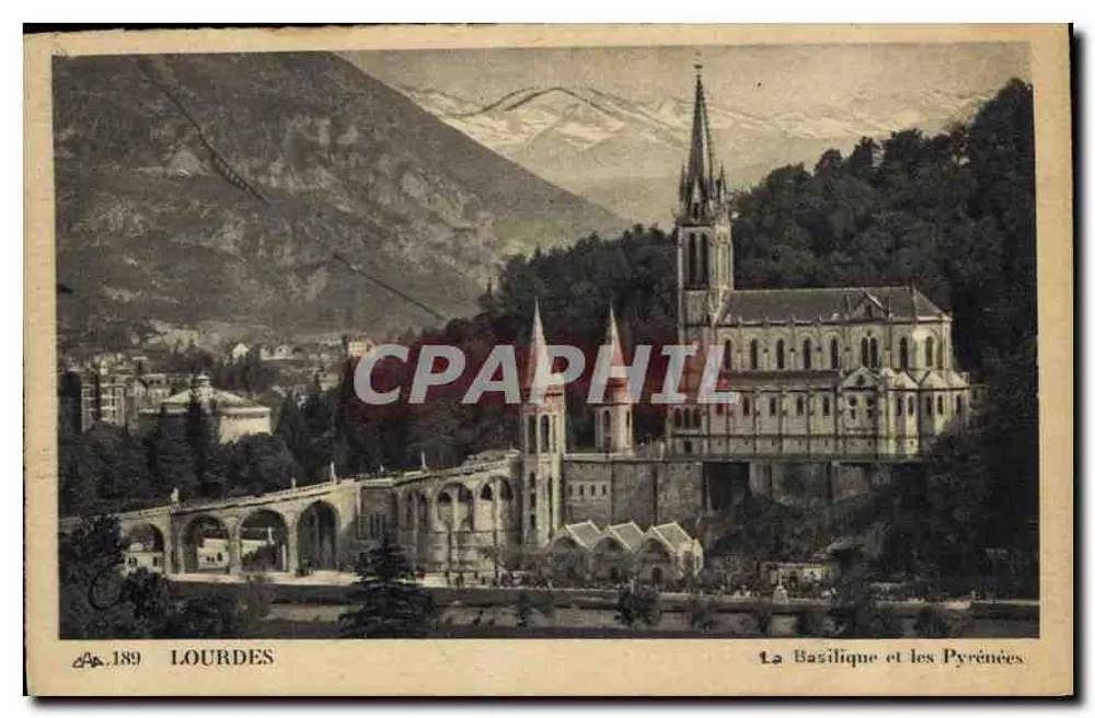 Lourdes — A Basílica e os Pirineus — Cº dos Arts Finis Mécaniques, n° 189 - Frente