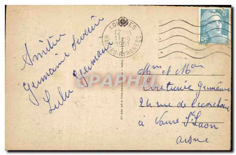Lourdes — A Basílica e os Pirineus — Cº dos Arts Finis Mécaniques, n° 189 - Verso