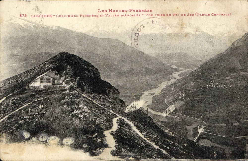 Die Hochpyrenäen — Kette der Pyrenäen und Tal von Argelès — Ansicht vom Pic de Jen (Zentralteil) — Verlag Lourdes, Nr. 875 - Vorderseite