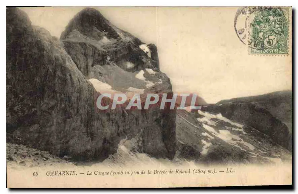 Gavarnie — Der Helm (3006 m.) von der Brèche de Roland (2804 m.) aus gesehen — LL. - Vorderseite