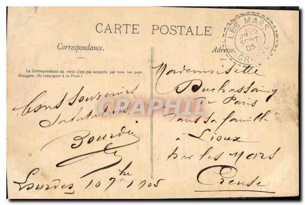 Lourdes — A Gruta Milagrosa — Edições Pyrénées Illustrées, n° 599 - Verso
