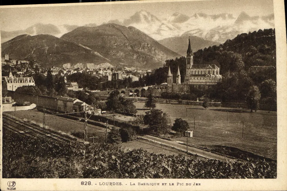 Lourdes - A Basílica e o Pic du Jér - Labouche Frères, Toulouse, n°828 - Frente