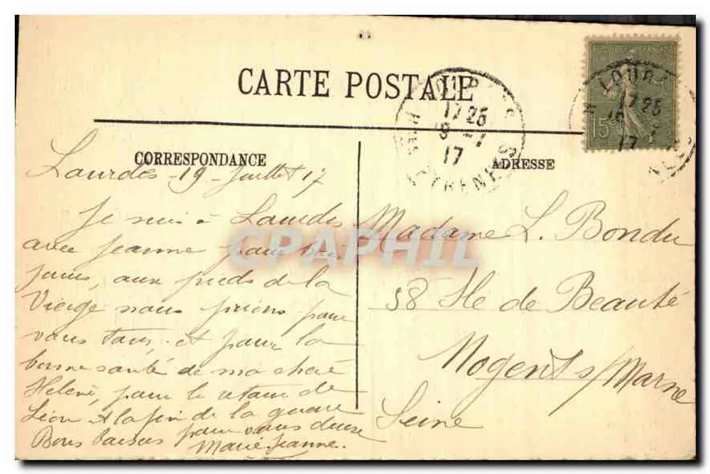 Lourdes — Vista aérea — L.L. n°220 - Verso