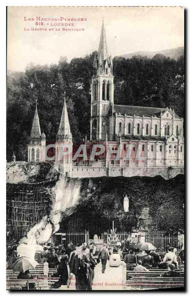 Lourdes - A Gruta e a Basílica — Editor: Bartel Soubirous, n° 819 - Frente