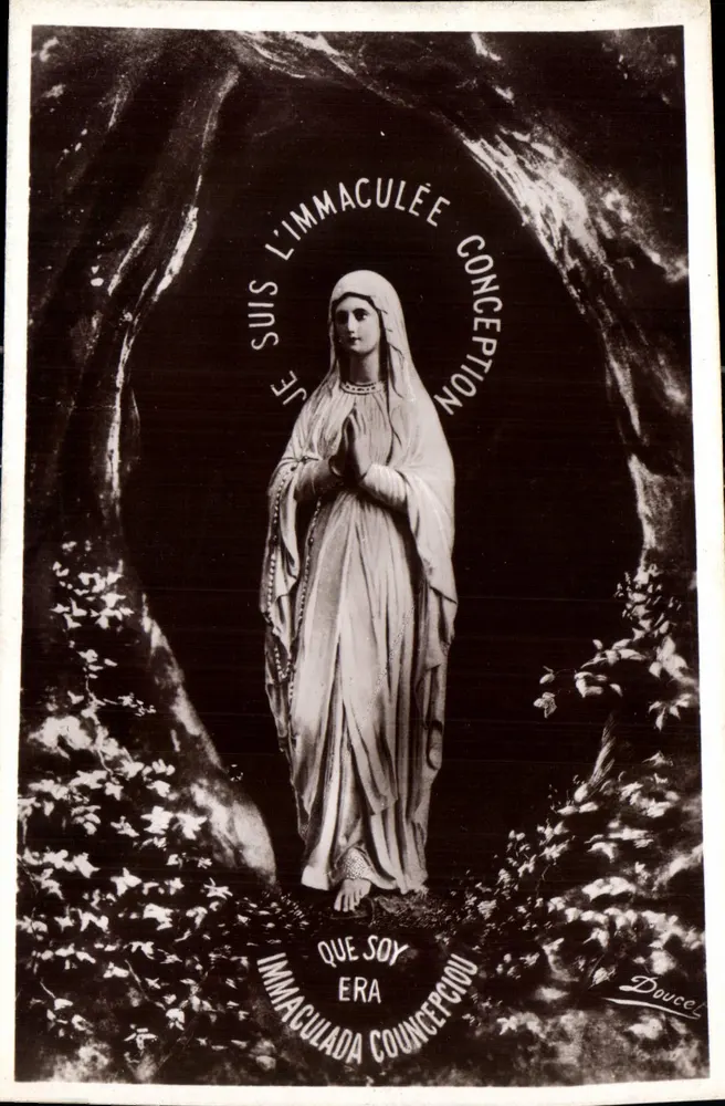 Nossa Senhora da Conceição — estátua em uma gruta — edit. Doucelet - Frente