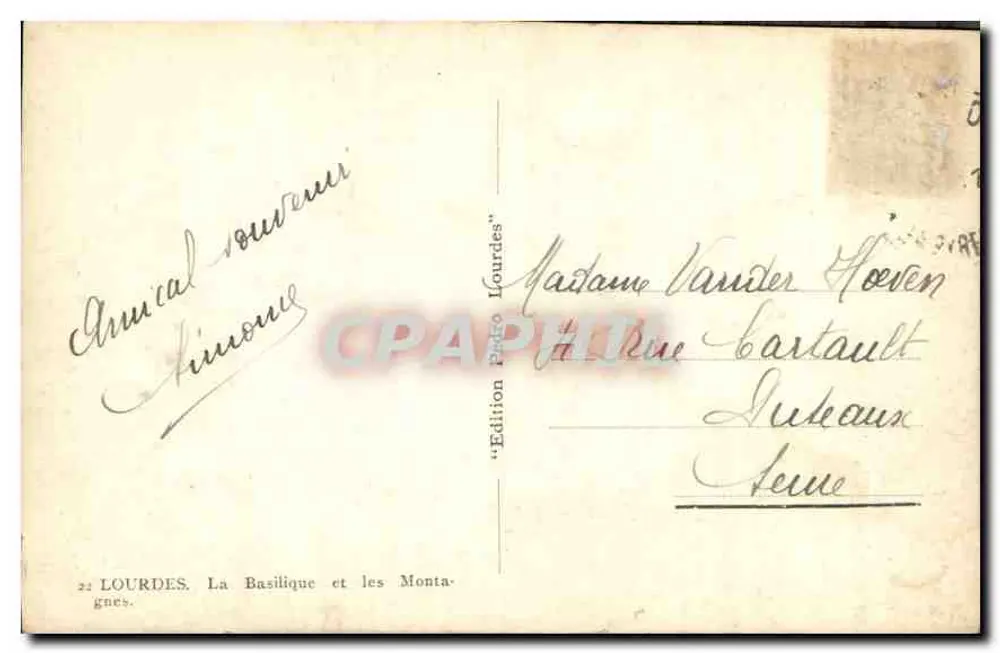 Lourdes. Die Basilika und die Berge — Édition Pardo Lourdes, n°22 - Rückseite