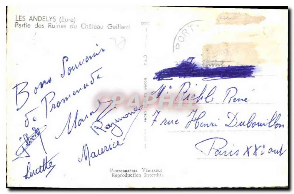 Les Andelys (Eure) — Teil der Ruinen des Schlosses Gaillard — Foto von M. Mâcon - Rückseite