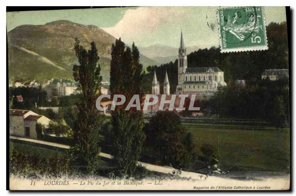LOURDES — O Pic du Jer e a Basílica — LL. — Magasins de l'Alliance Catholique à Lourdes - Frente