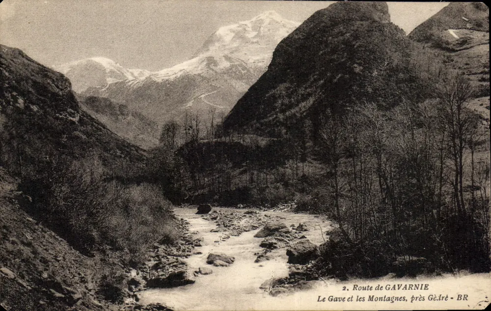Der Gave und die Berge, nahe Gèdre - BR — Route de GAVARNIE — Bloc Frères, Verleger, Bordeaux - Vorderseite