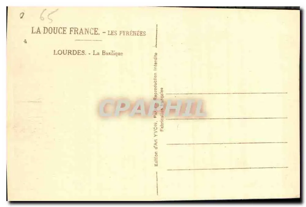 Lourdes — A Basílica — Edição de Arte YVON - Verso