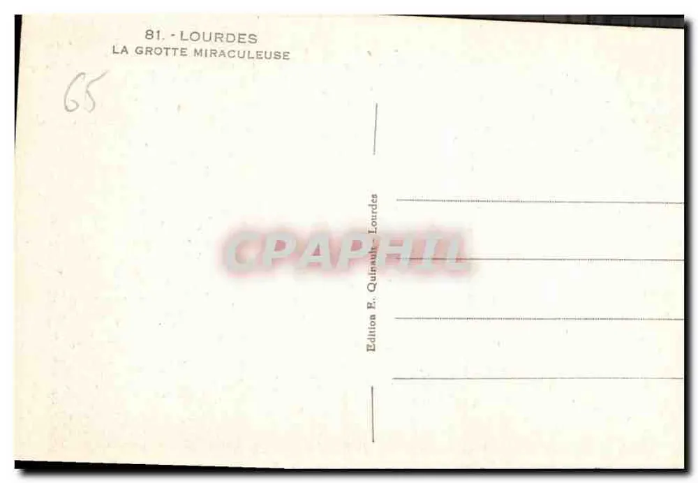 Lourdes — A Gruta Milagrosa — Edição F. Quinaut-Lourdes - Verso