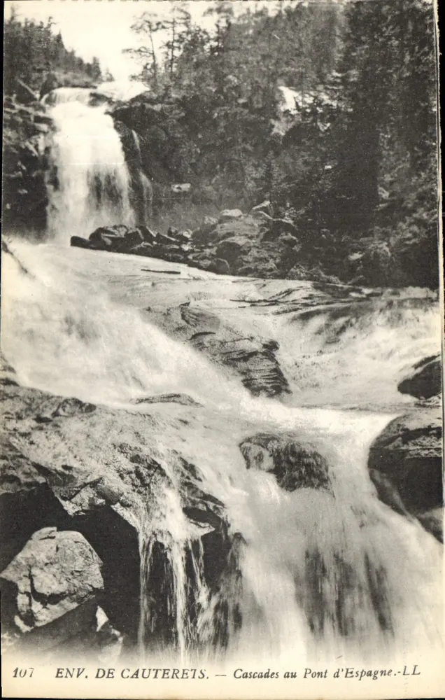 Umgebung von Cauterets — Wasserfälle am Spanischen Brücke — LL, Nr. 107 - Vorderseite