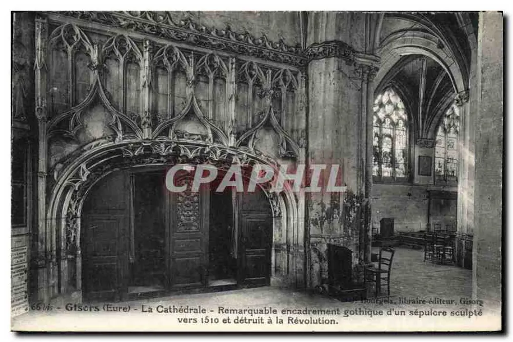 Gisors (Eure) - La Catedral - Notable cornisa gótica de un sepulcro tallado alrededor de 1510 y destruido durante la Revolución. - Anverso