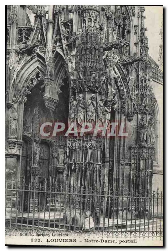 Louvières - Notre-Dame, portal — editor E. Barbier, n° 332 - Frente