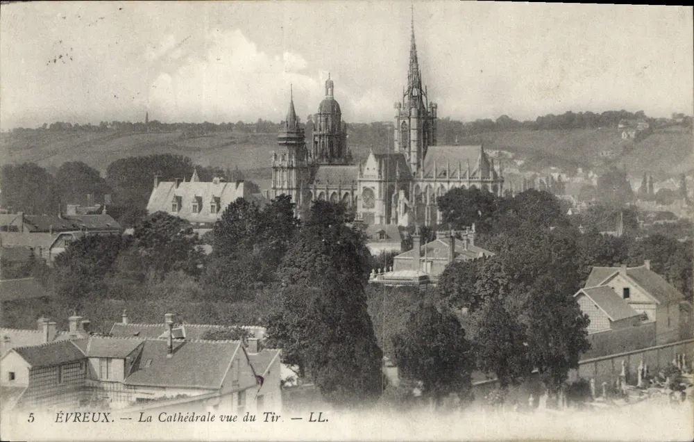 Évreux — Die Kathedrale aus der Sicht von Tir — LL. n°5 - Vorderseite