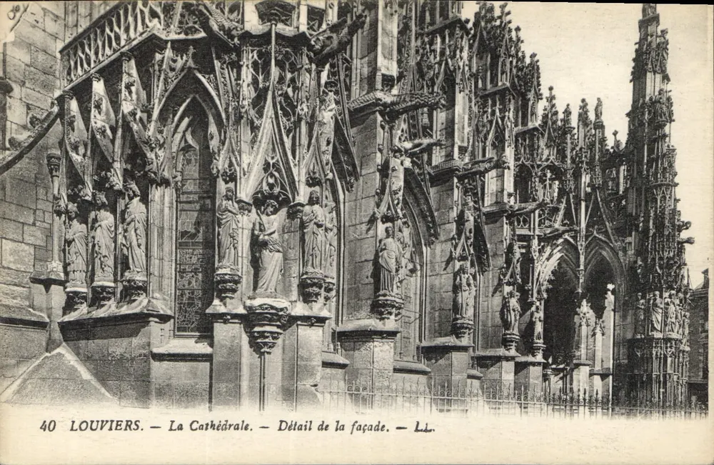 Louvières — Die Kathedrale — Detail der Fassade — LL. - Vorderseite