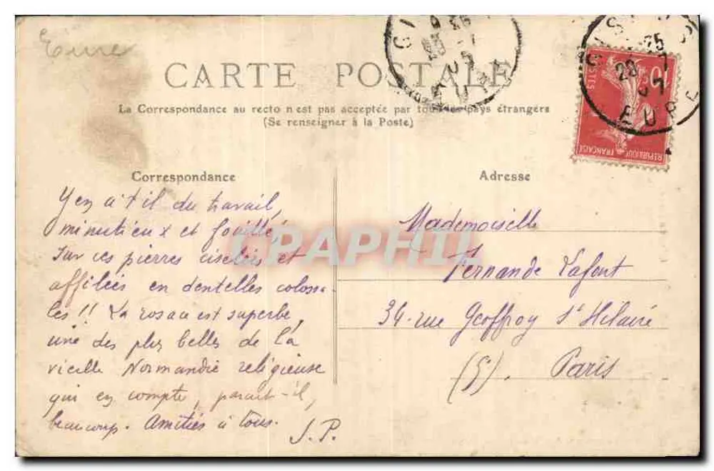 Gisors (Eure) — Rosette des Nordportals — Kathedrale — Ausgabe Paul Lannuary - Rückseite