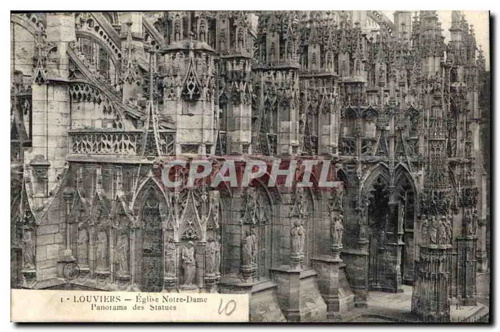 Louvières — Kirche Notre-Dame — Panorama der Statuen - Vorderseite