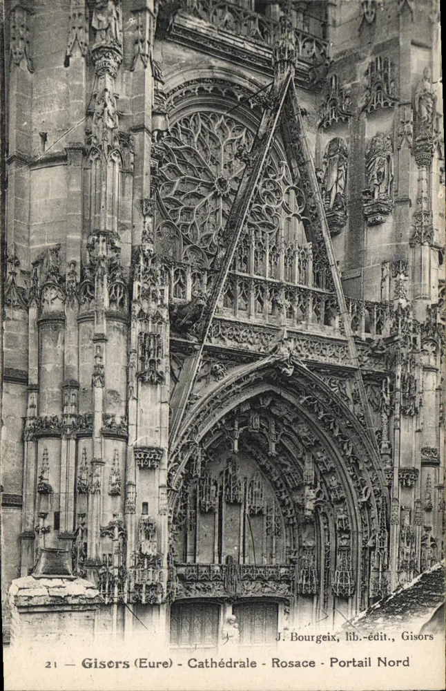 Gisors (Eure) - Kathedrale - Rosefenster - Nordportal — J. Bourgeix, Verleger, Gisors - Vorderseite