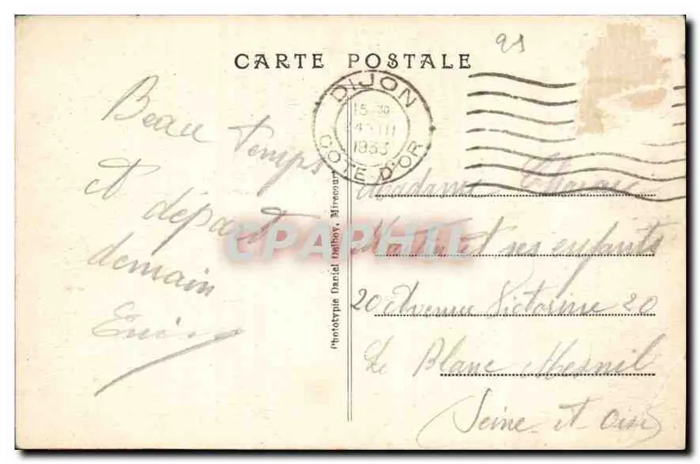 Dijon — Torre de Bar — D. D. n° 132 - Verso