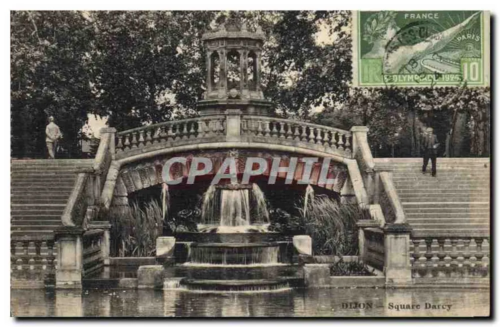 Dijon — Praça Darcy — Fonte com cascata e ponte - Frente