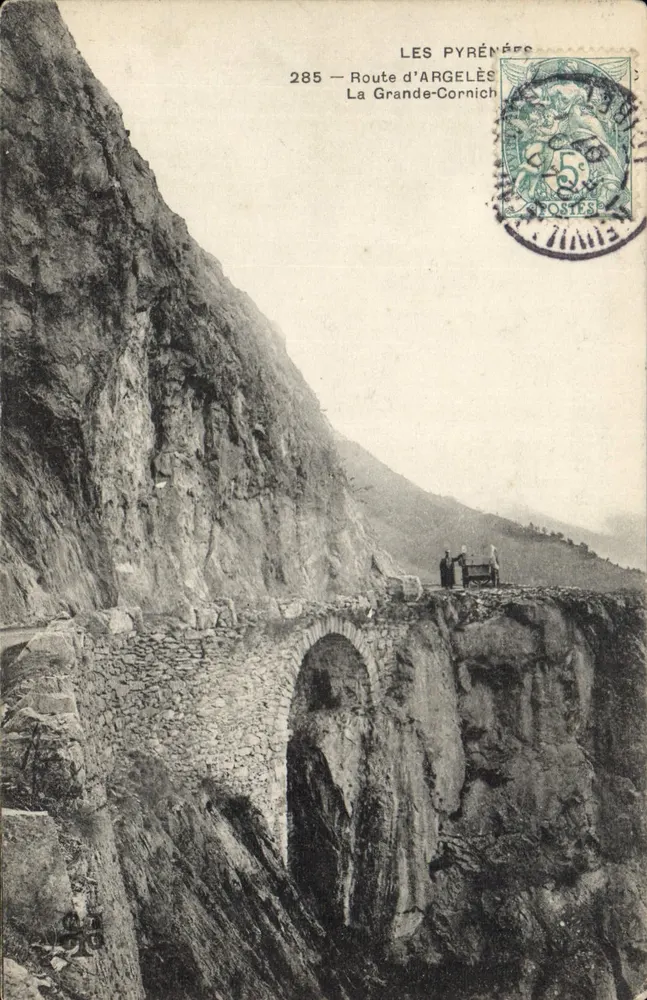 As Pirineus — Estrada de Argelès, A Grande Cornich — Editor não identificado, n° 285 - Frente