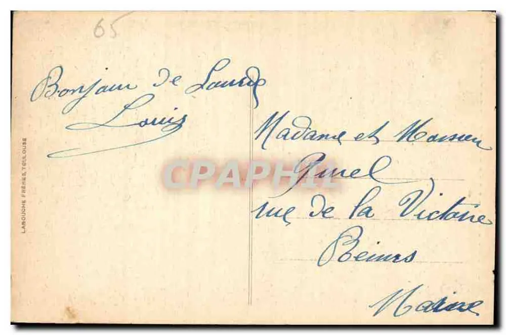 Lourdes - La Grotta e la Basilica — Langlois Frères, Toulouse, n°819 - Verso