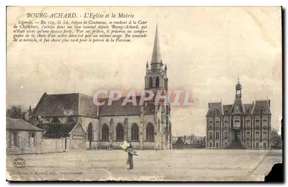 Bourg-Achard - Die Kirche und das Rathaus - Vorderseite
