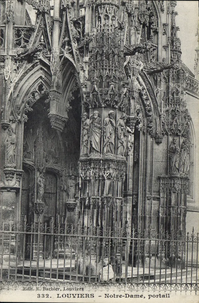 Louvières - Notre-Dame, portal — editor E. Barbier, n° 332 - Frente