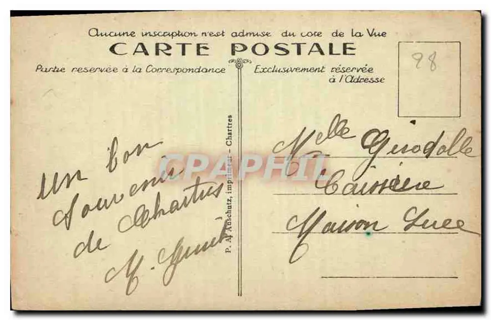Chartres — Monument comemorativo 1870-71 — P.A. - Verso