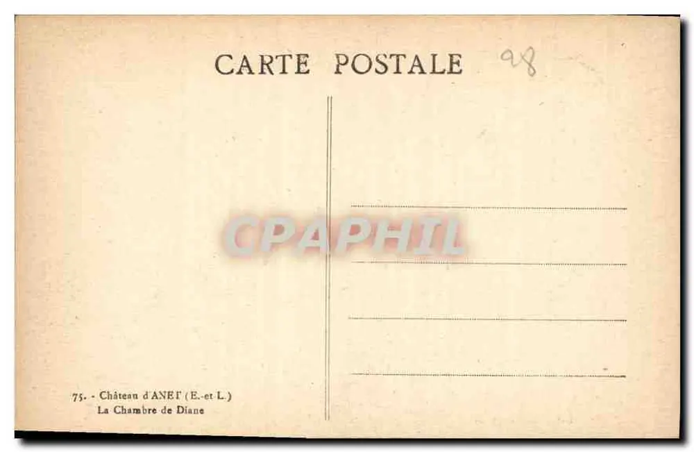 A Câmara de Diana — Castelo de Anet (E.-et L.) — editor anônimo, n°75 - Verso