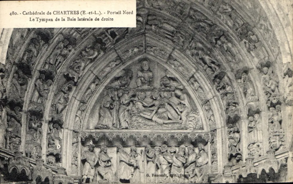 Kathedrale von Chartres (E.-et-L.) — Nordportal — Der Tympanon der rechten seitlichen Nische — G. Fouscault, Verleger, Drancy - Vorderseite