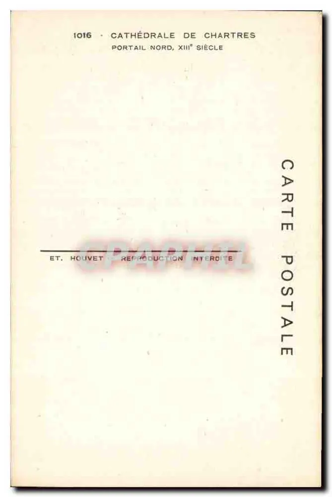 Kathedrale von Chartres — Nordportal, 13. Jahrhundert — Verlag HOUVET, Nr. 1016 - Rückseite