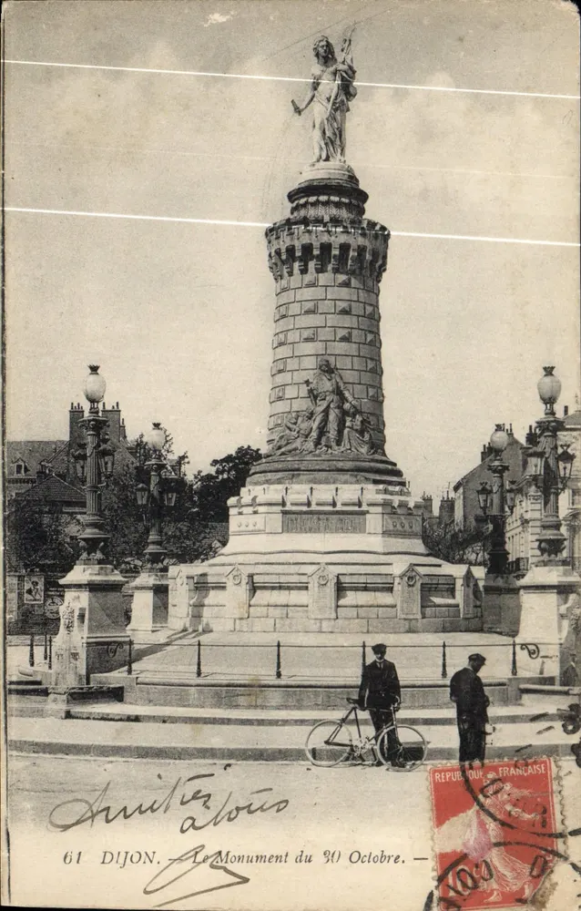 Dijon — O Monumento do 30 de Outubro — editor Anmité Albois, n°61 - Frente