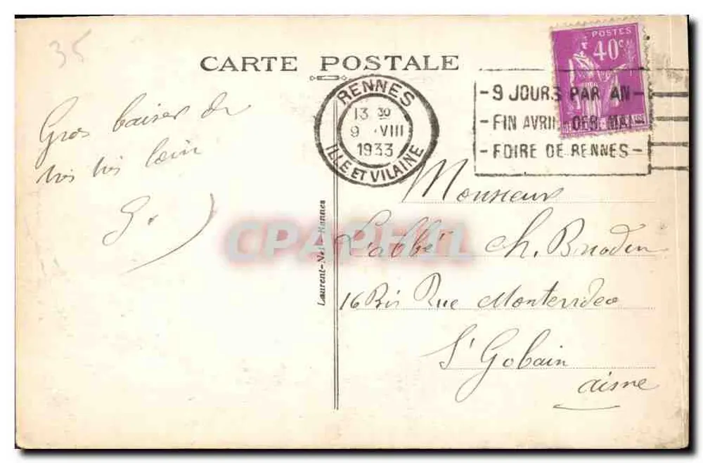 Rennes — Katedra — wydawca Laurent-N.-Rennes, nr 4434 - Rewers