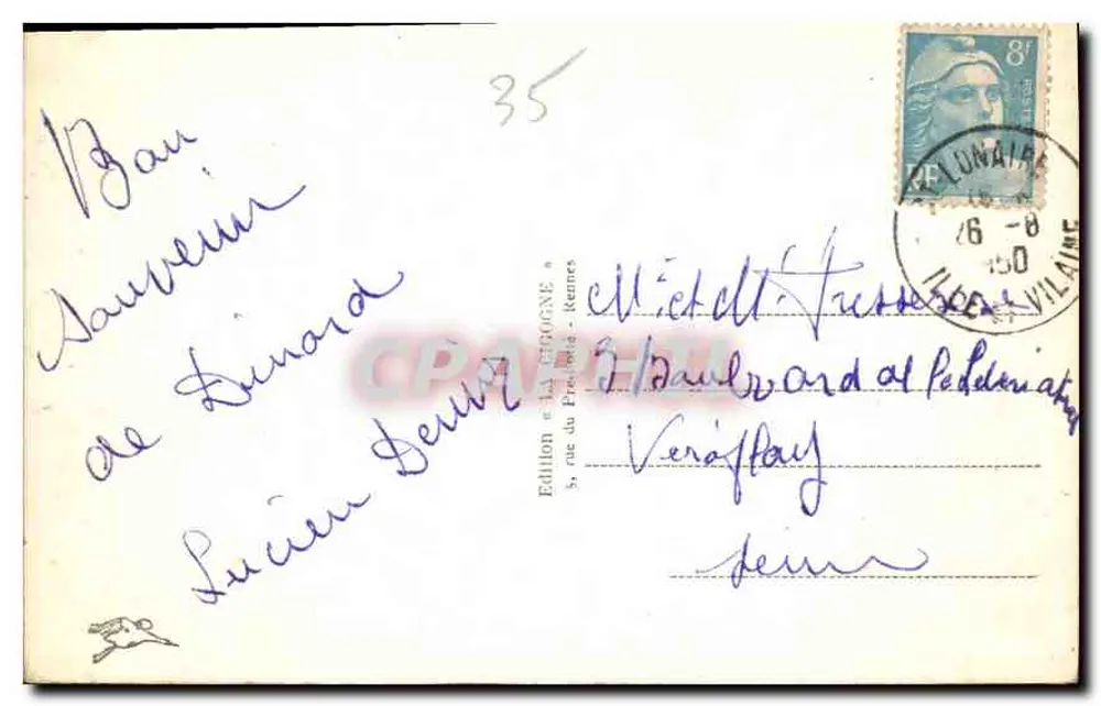 Dinard — Cale do Bec de la Vallée — Edição La Géogène, Rems - Verso