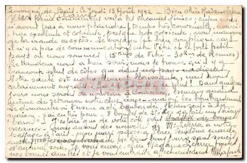 Castelo de Josselin — vista panorâmica — editor G.P. (G. P. Paris) n° 123 - Verso