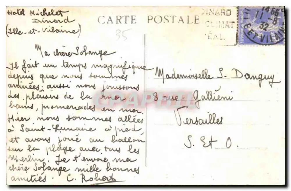 Dinard-St-Enogat — Côte d'Emesande — Ansicht des Strandabschnitts bei Ebbe — G. M. — Éditions Ouarde, St-Malo - Rückseite