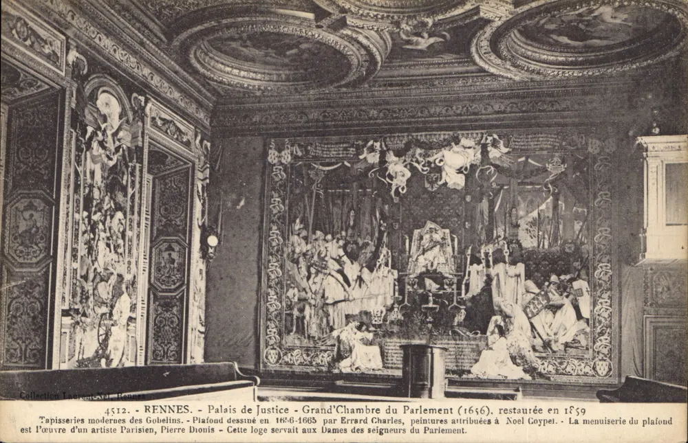 Rennes - Palais de Justice - Grand'Chambre du Parlement — Innenausstattung mit Decke und Teppichen — Sammlung Laurent-Oel, Rennes - Vorderseite