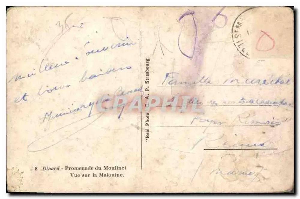 Dinard - Promenade du Moulinet — Ansicht der Malouine — Réal Photo C. A. P. Straßburg - Rückseite