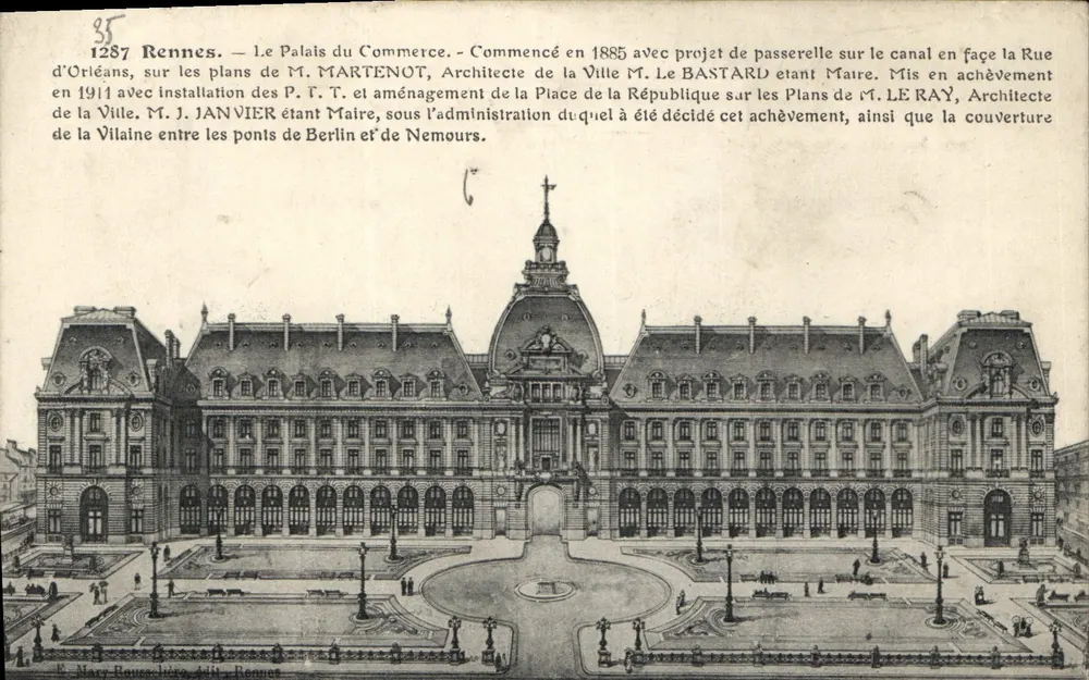 Rennes — O Palácio do Comércio — Editora: Mary Rousseau, n° 1287 - Frente