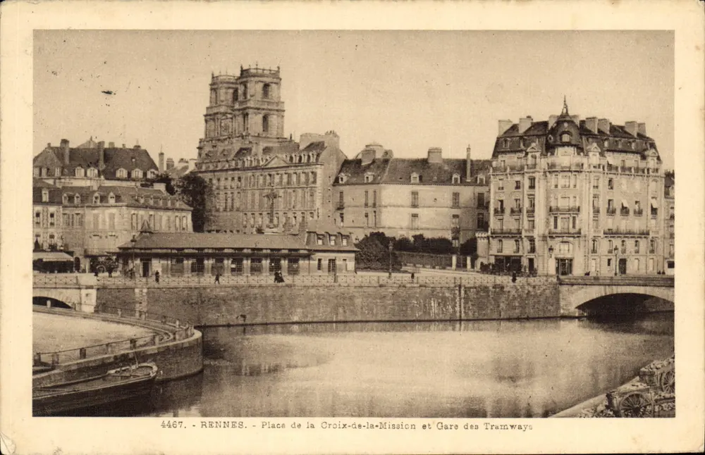 Rennes - Platz der Kreuz der Mission und Tramway-Station — anonymer Verleger, Nr. 4467 - Vorderseite