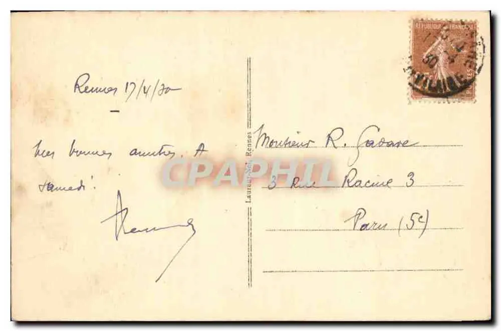 Rennes - Platz der Kreuz der Mission und Tramway-Station — anonymer Verleger, Nr. 4467 - Rückseite