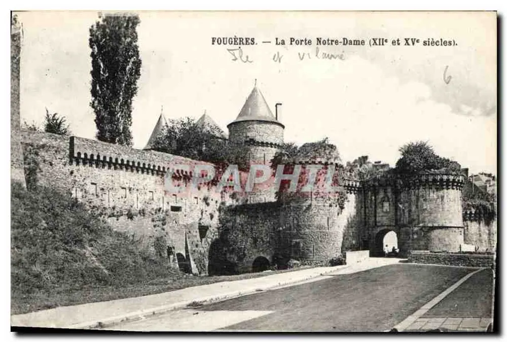 Fougères — Ansicht der Porte Notre-Dame (12. und 15. Jahrhundert). - Vorderseite