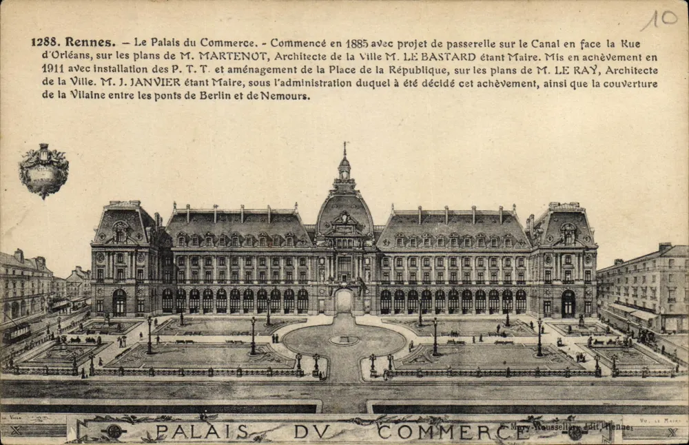 Rennes — O Palácio do Comércio — Editora: Mary Roussellet, n° 10 - Frente