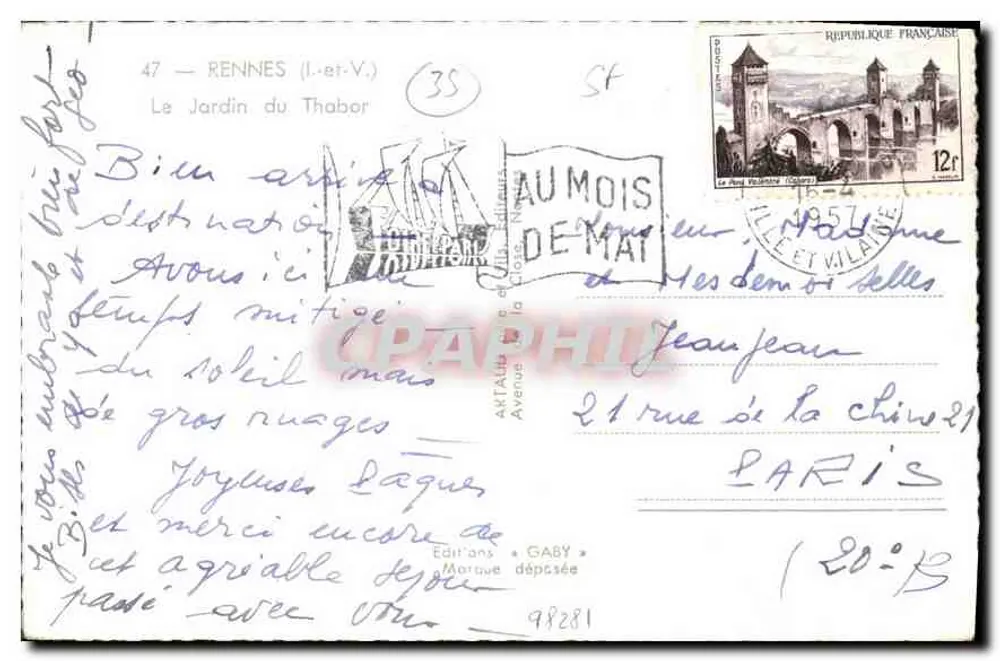 O Jardim do Thabor — Rennes (Ille-et-Vilaine) — Gaby - Verso